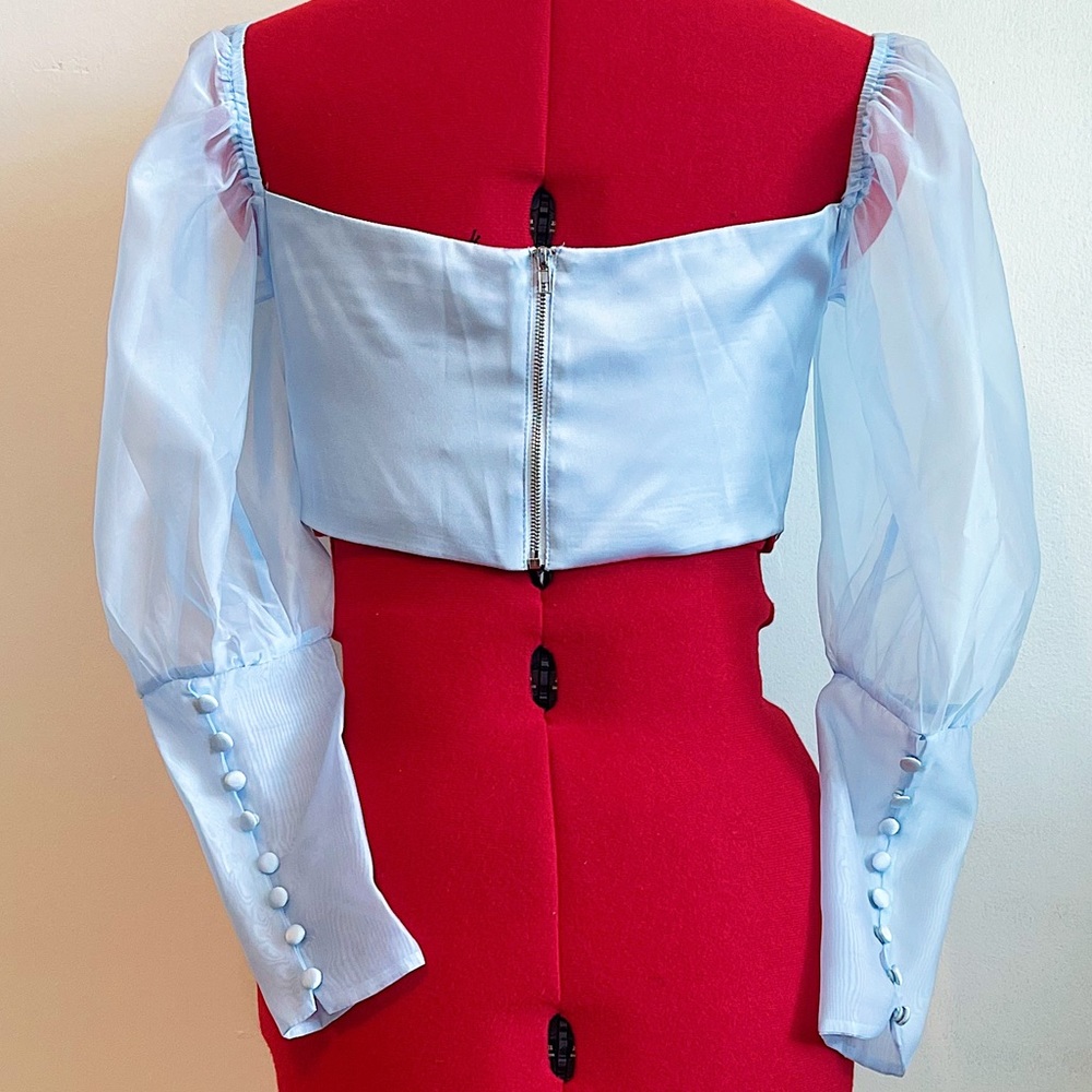 NWT Serpenti The Lemons Blouse in Sky Blue - As Seen on Jhene Aiko - Picture 7 of 14